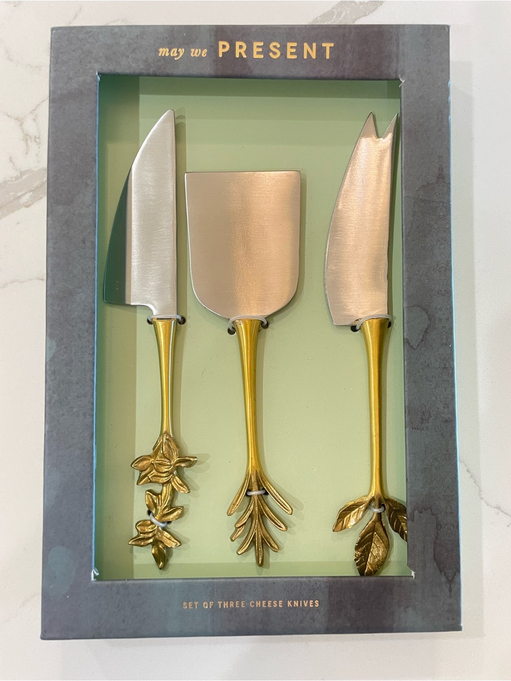 Anthropologie Herbiflora Set Of Three Cheese Knives, New, Sold Out